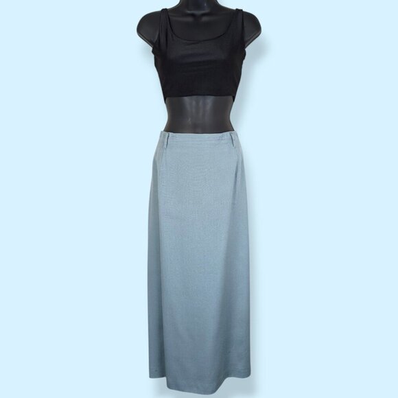 Vintage Talbots Blue Viscose Rayon Skirt - Picture 1 of 9